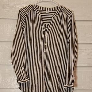 Old Navy  Striped Long Sleeve Half Button Pullover Shirt Casual Nautical, size M